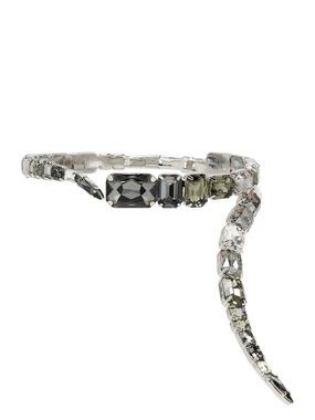 AREA Ombré Crystal Wrap Choker Necklace Silver-Tone with Gray and Clear Crystals